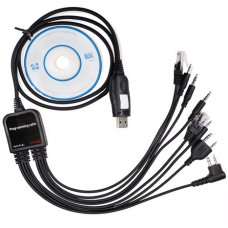 8 in 1 USB Programming Cable for Baofeng Kenwood TYT QYT Motorola AXU4100 Yaesu icom Walkie Talkie Radio Car Radio CD Software